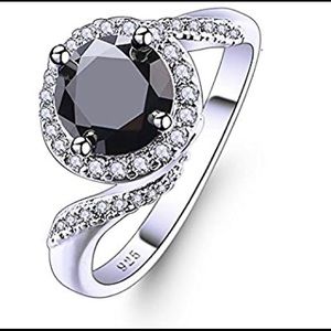 Black and blue Rhinestone Cocktail Ring